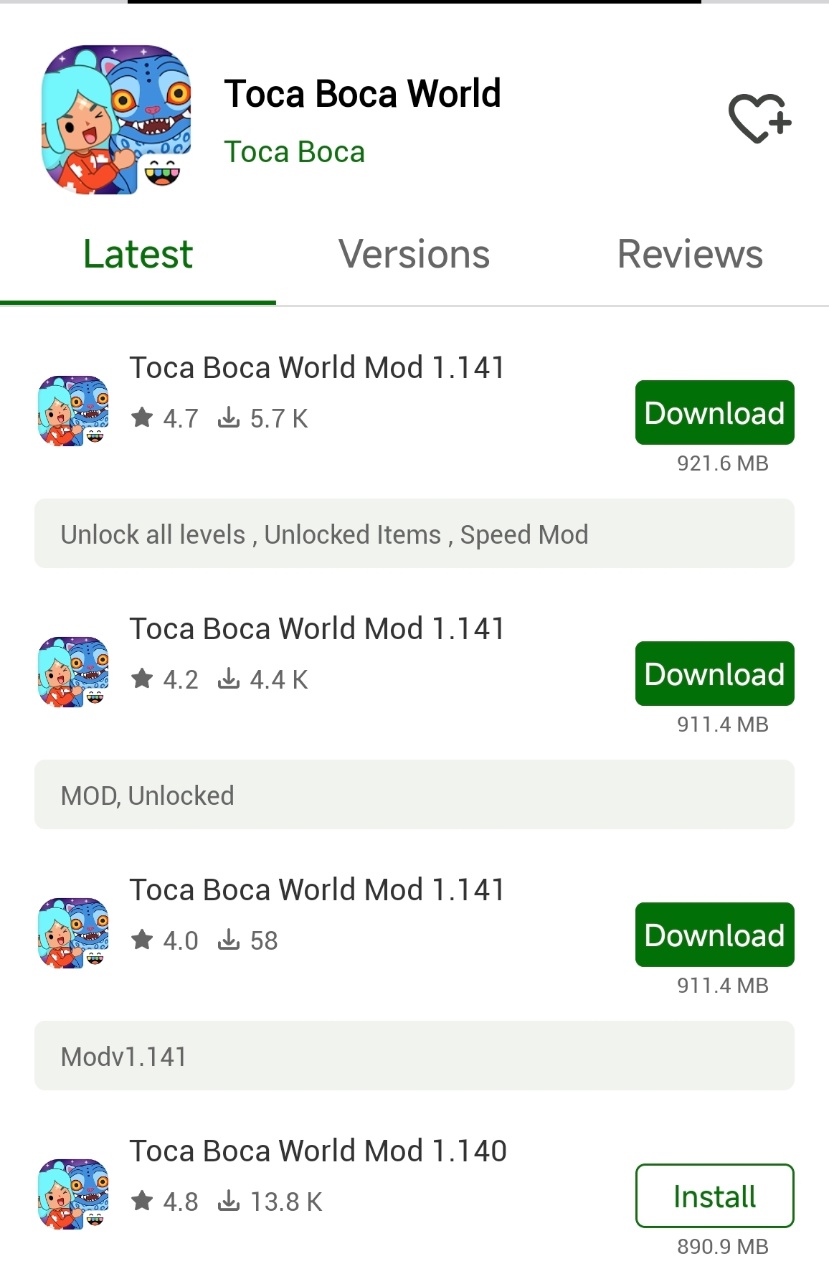 Toca Boca World di New HappyMod dengan konten terbuka