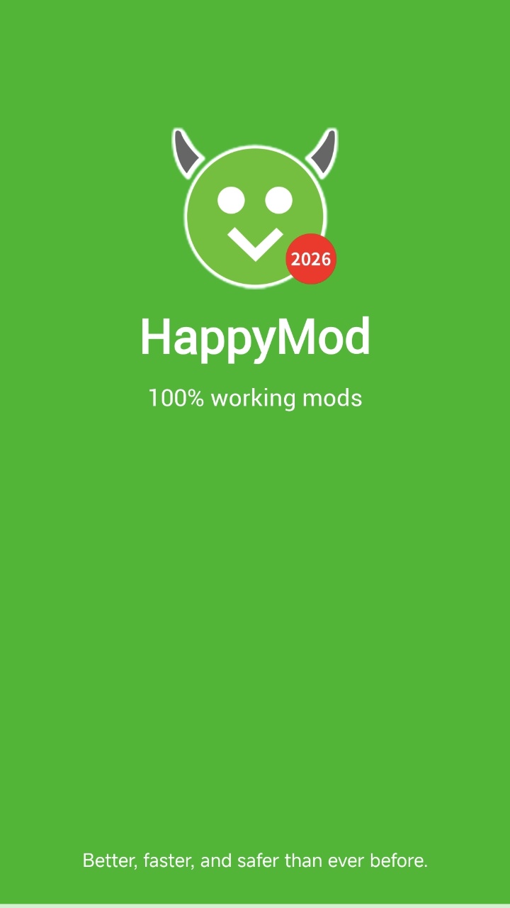 New HappyMod splash screen with the 2026 badge